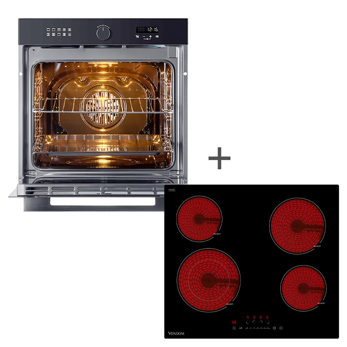 Combo Vondom Horno Digital Empotrable De 60cm + Anafe Vitroceramico